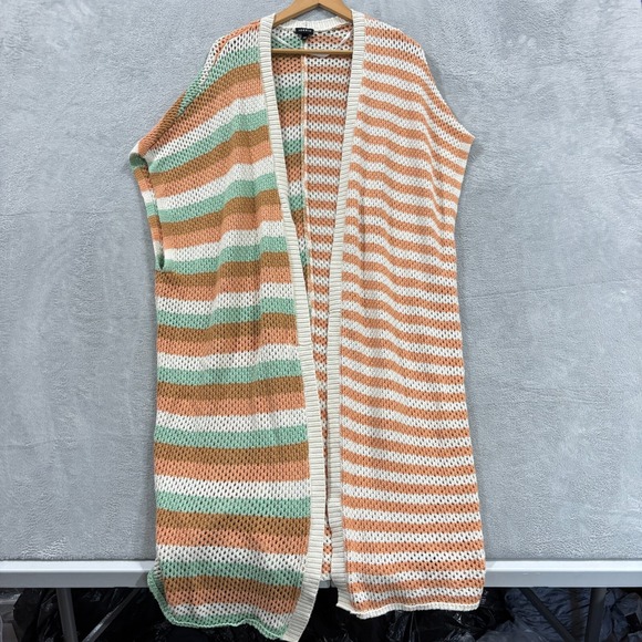 Torrid‎ Duster Women's 3/4X Plus Size Vest Sweater Striped Bohemian Lagenlook - Picture 1 of 7